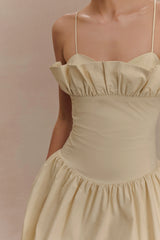 Janis Cotton Frill Mini Dress - Nude