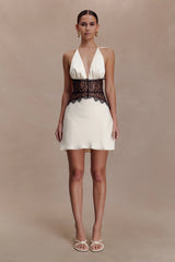 Dinah Lace And Satin Mini Dress - Black/Ivory