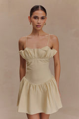 Janis Cotton Frill Mini Dress - Nude