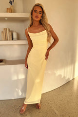 Nadine Lace-Up Back Maxi Dress - Yellow