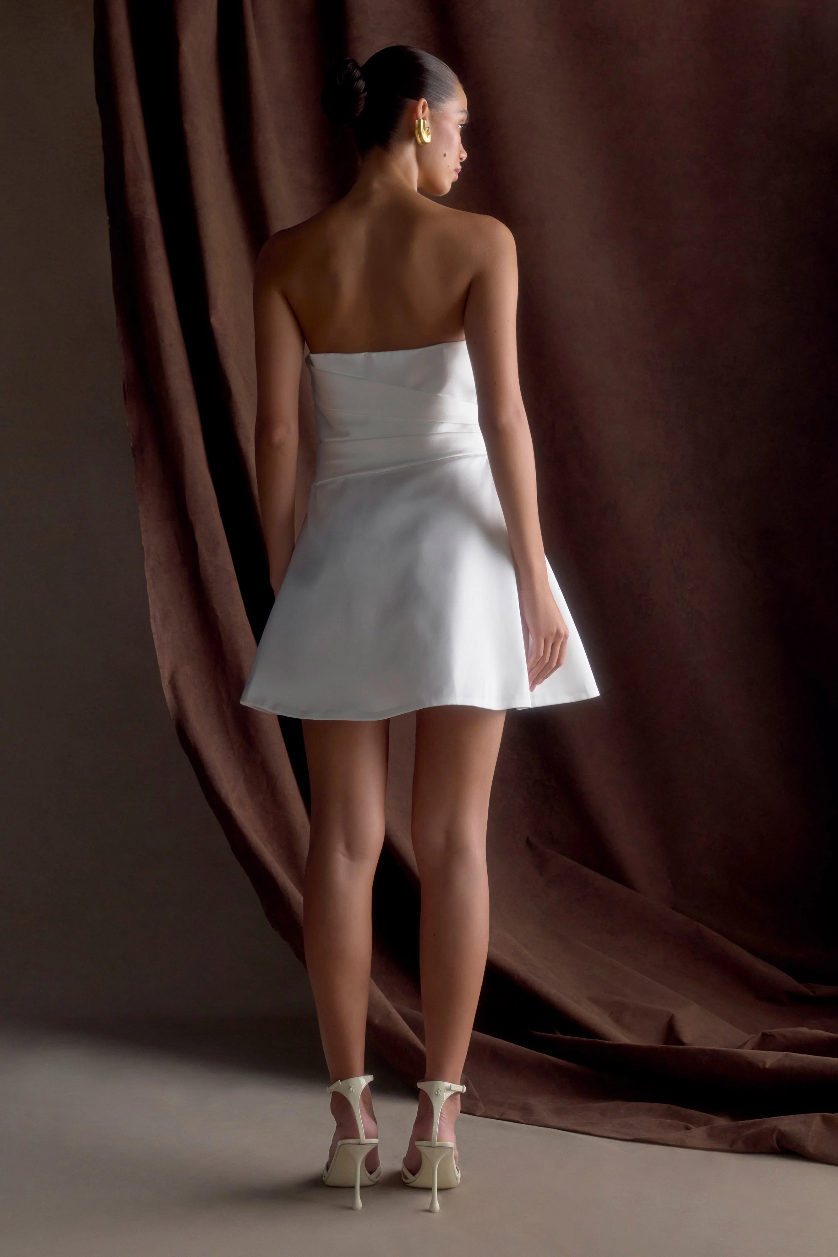 Lora Strapless Satin Mini Dress - White