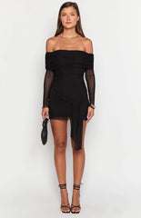 Paige Black Off The Shoulder Mini Dress