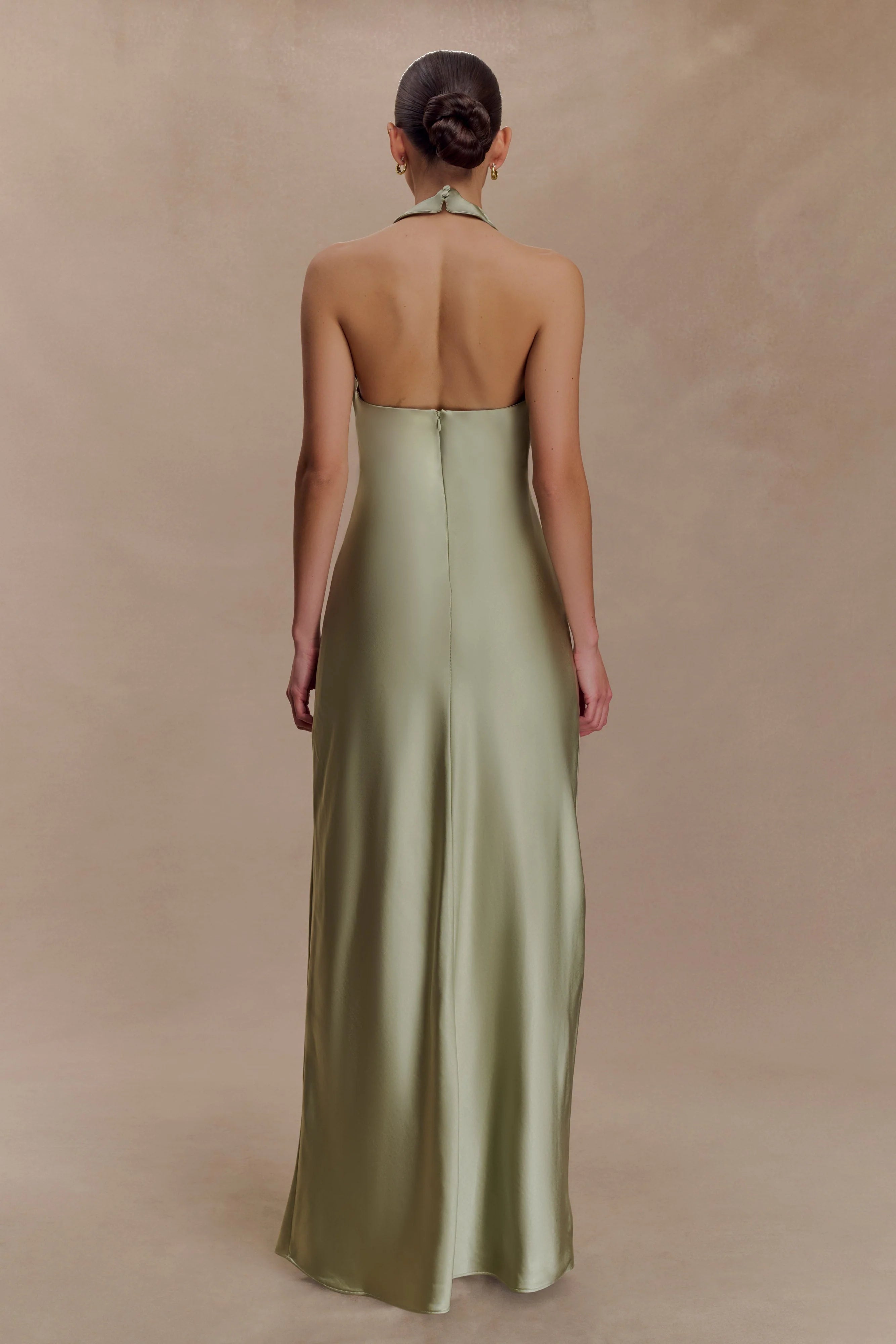 Alice Satin Halter Maxi Dress - Sage