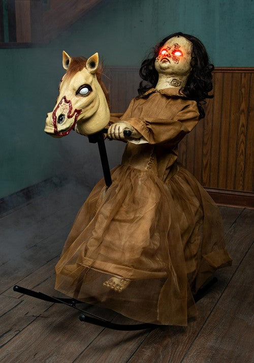 3.5FT Light Up Talking Doll on Animated Rocking Horse Decoration